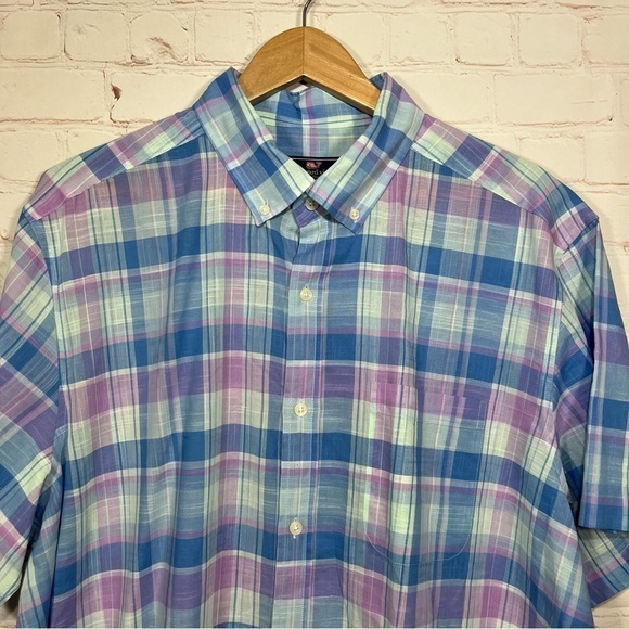 Vineyard Vines Shirt Mens XL Blue Plaid Button Up Classic Fit Murray Shirt - Picture 2 of 9